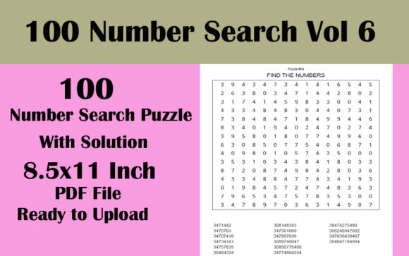 Explore 100 Number Search Puzzles in KDP V 6