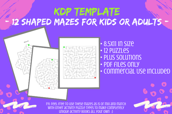 Explore 12 Shaped Maze Puzzles for Activity Books