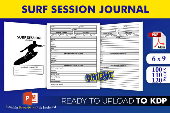 Surf Session Surfing Diary: The Ultimate KDP Interior for Your Surfing Journey